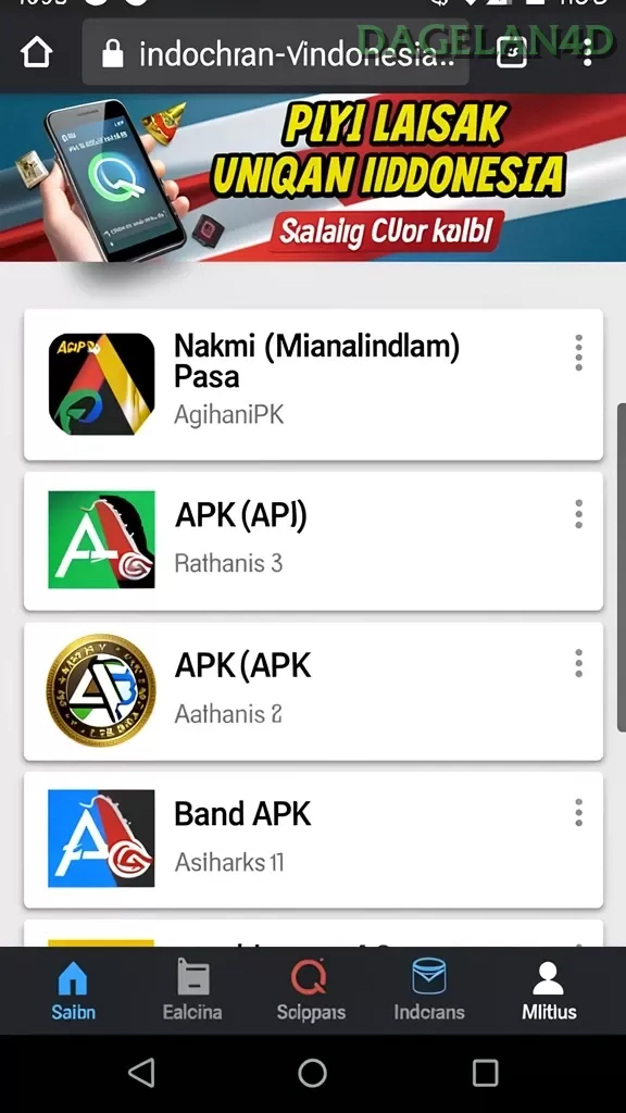 Cuplikan layar RPIDN77 — menu navigasi